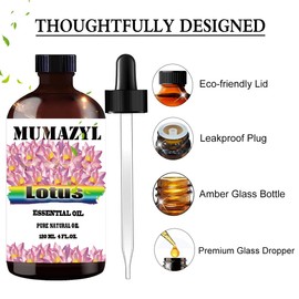 Lotus Essential Oil, Lotus Oil 4 Fl Oz 120ML for Diffuser Humidifier Yoga Cleaning DIY Candle Soap Making Lotus Essential Oils