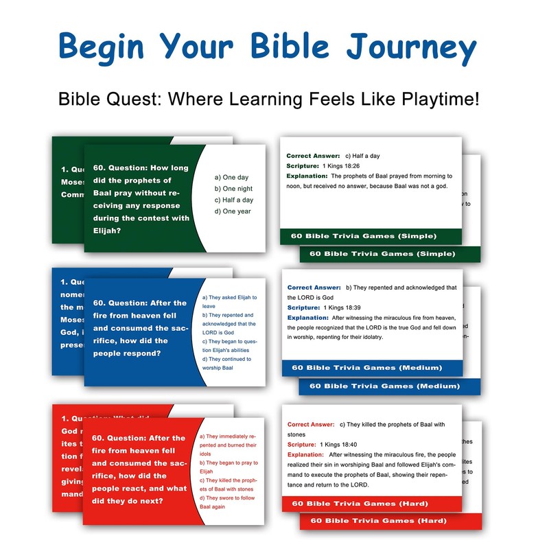 Woifish 180 Bible Trivia Board Games Cards for Adults and