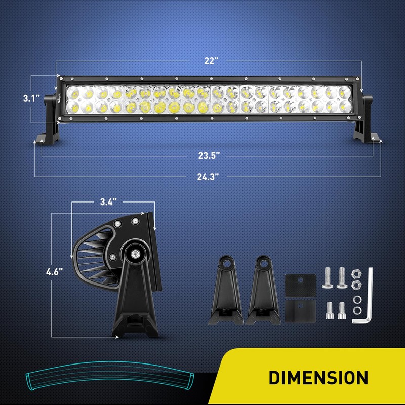 Nilight - 70015C-A LED Light Bar 22Inch 120W Curved Spot