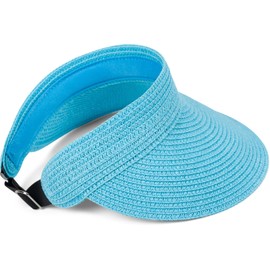 styleBREAKER 04023097 Women's Paper Straw Visor Cap Plain Adjustable Sun Visor Sun Hat, turquoise