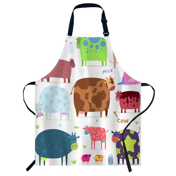 Smooffly Cows Apron,Adjustable Neck Bib Apron for Men Women,Suitable for
