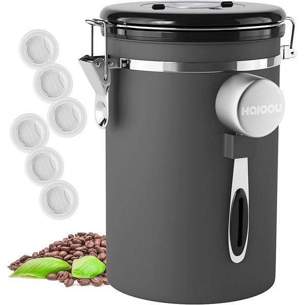 HAIOOU Airtight Coffee Canister, 22OZ Large Stainless Steel Coffee Bean
