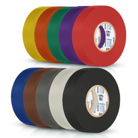 OHLECTRIC Professional Grade Vinyl Electrical Tape - 7Mm Thick - Flame-Retardant - Heat & Weather Resistant - 3/4" x60' - Rated Up to 600V - Multicolor - Pack of 10