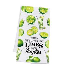 PLITI Mojito Lover Gift When Life Gives You Limes Make Mojitos Kitchen Towel Cocktail Gift Bartender Gift Bachelorette Gift (Limes Mojitos TWU)