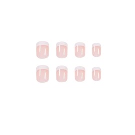 24PCS Short False Nails with Glue Stickers,Coffin Full Cover Acrylic Nails Press on Nails no Glue,Simple Short White French Fake Nails Stick on Nails for Women and Girls Nail Art.