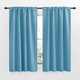 NICETOWN Blackout Window Curtains for Camper - (Teal Blue Color) 34x48 Inch, 2 Panels Set, Thermal Insulated Room Darkening Blackout Drapes/Draperies with Rod Pocket & Back Tab for Loft