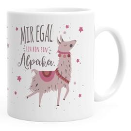 MoonWorks® Kaffee-Tasse mit Spruch Mir egal ich bin ein Alpaka Bürotasse Kaffeebecher weiß Keramik-Tasse