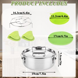 LDXDRU Molde para Flan, Stainless Steel Flan Pan, Flanera Flan Mold, Flan Mold with Lid, Baño Maria, with Silicone Heat Pad Oven Glove Rack for Baking Cheesecake Cupcake Pudding