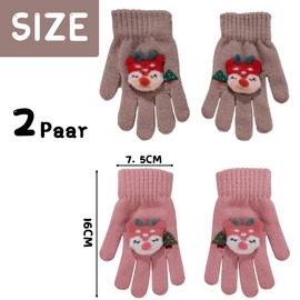 ZDQC 2 Pairs of Warm Knitted Gloves for Children, Cute Gloves, Children, Stretchy, Winter Warm Knitted Gloves, Full Finger Gloves, Children's Winter, reindeer-b