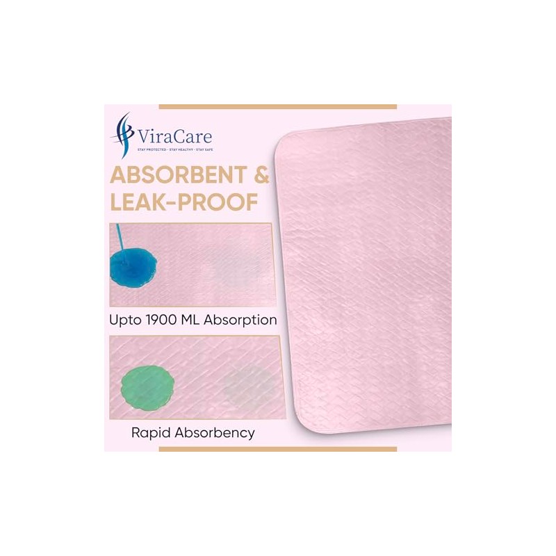 2 x Washable Incontinence Bed Pads Pink | 85 x