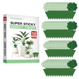 Cleanuper 58 Pcs Green Flying Insect Traps for Plants,Indoors, Outdoors, Kitchen, Sticky Traps for Fungus Gnat, Fly and Fruit Fly, Flying Insects, Non-Toxic & Odorless, Kid and Pet Safe, Economic Pack (Green)