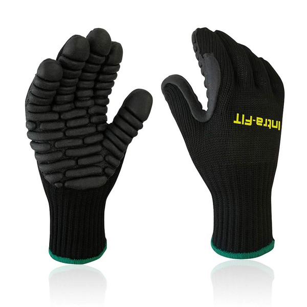 Intra-FIT Anti-Vibration Gloves, Work Gloves, EN388 Certified, EN420 Certified, Rubber, Construction Gloves, Vibration Reduction, Chain Saw, Weed Trimmer, Anti-Vibration, Abrasion Resistant