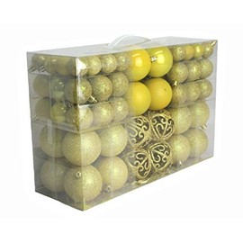 Geschenkestadl 100-Piece Christmas Baubles Christmas Tree Decorations up to Diameter 6 cm Yellow