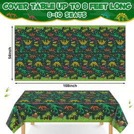 NatNarr 3 Pack Dinosaur Plastic Tablecloth, 54 X 108Inch Disposable Dinosaur Party Table Cloth for Rectangle Tables Waterproof Table Cover for Kids Birthday Party Supplies