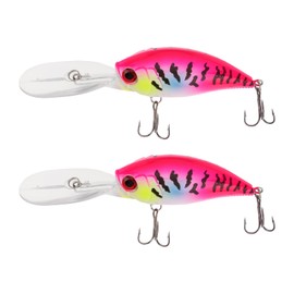 SG Store Pack of 2 3D Eyes Crankbait Minnow Fishing Lure 22 g 7.5 cm Size 6 Hook Bait Hard Bait Fishing Lure with 5 cm Transparent Tongue for Mandarin Fish Sea Bass Catfish Blue Purple