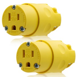 ELEGRP 15 Amp 125 Volt NEMA 5-15R 2 Pole 3 Wire Grounding Straight Blade Electrical Plug Replacement Cord Outlet Commercial Grade, Yellow, 2 Pack