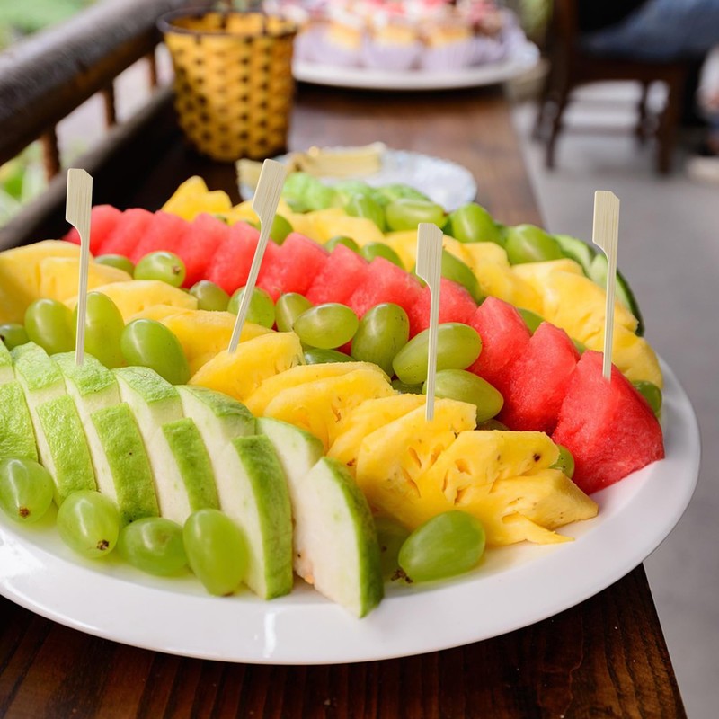 30 Pcs Bamboo Skewers, 3.5 Inch Flat Toothpicks for Appetizers