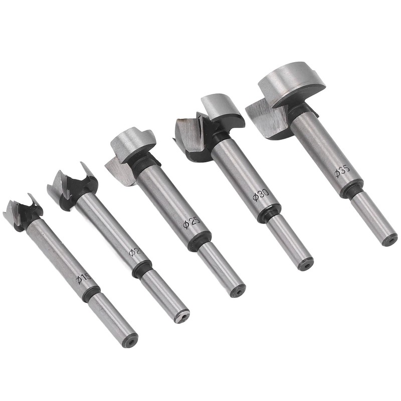 5Pcs Forstner Drill Bit Round Shank 15mm 20mm 25mm 30mm