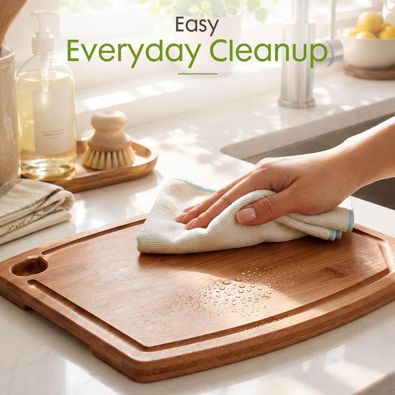 Astercook Large Bamboo Cutting Board, Deep Carbonized Wooden Chopping Board