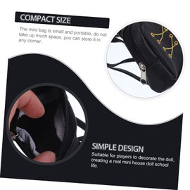 BESTonZON Doll School Bag Accessories for Dollhouse School Doll School Accessories Dollhouse School Supplies Toy Backpack Micro Purse Children's Toy Gifts Statuette Baby Mini Fabric, black