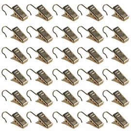 Runseaway 30Pcs Gold Small Curtain Clips with Hooks, Mini Metal Hook Clips for Photos, Home Decoration, Art Craft Display, Outdoor String Lights