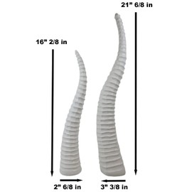 Ebros Gift Pack of 2 Large Lifelike African Gazelle Antelope Horns Decorative Vegan Sculptures in Rustic Off White Finish Wildlife Safari Wild Antelopes Animal Taxidermy Figurines