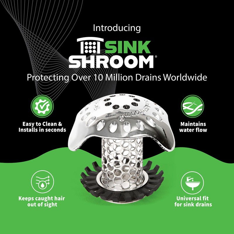 SinkShroom Ultra Revolutionary Bathroom Sink Drain Protector, Stainless Steel with