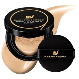 FARMSTAY Base De Maquillaje En Cojín Black Snail Peptide 9 Perfect Cushion | Cobertura Total, Ligera, Se Adapta A La Piel, Acabado Suave Y Radiante, B
