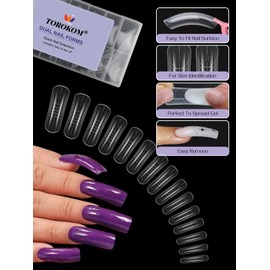TOROKOM 150 PCS 15 Size Dual Nail Forms for Quick Nail Extension Gel, Poly Nail Gel Nail Molds for Builder Extension Nail Art Design Salon & DIY