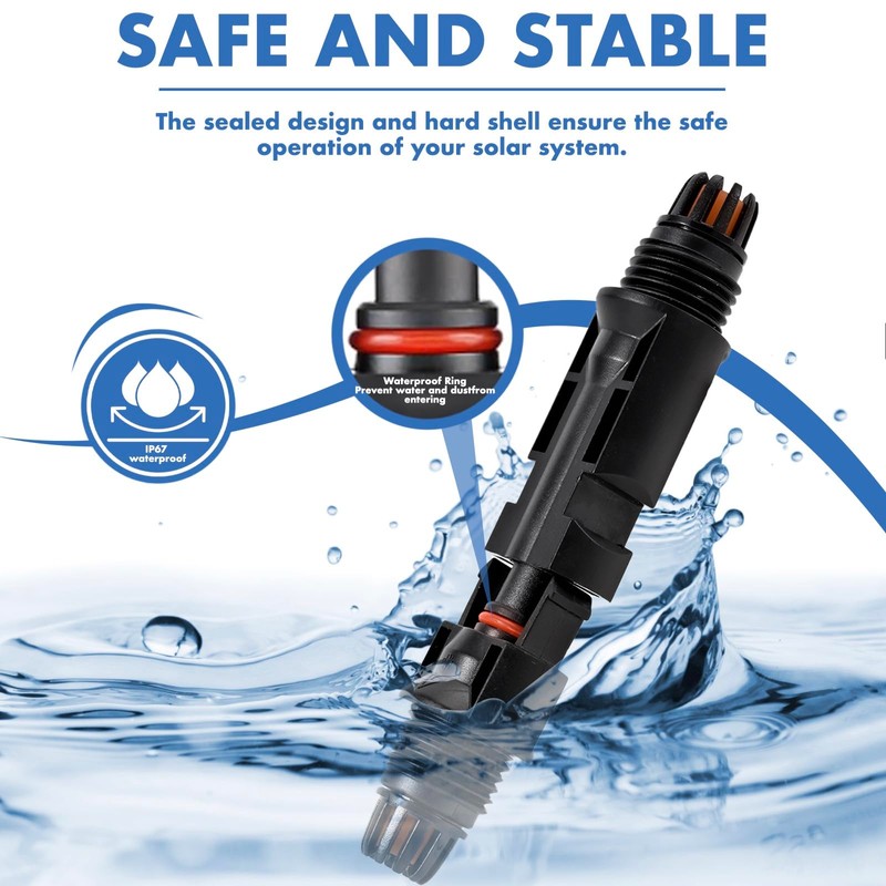 Usngsny 16 PCS Solar Panel Connectors, Male/Female IP67 Waterproof 1000V