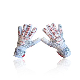 TIGEAR Spark Series Adult Goalkeeper Gloves with Durable German Latex, Shock Absorption Padding & Removable Finger Sticks for Safety (Red, 9)