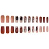BABALAL Long Square Press on Nails Brown Fake Nails Abstract