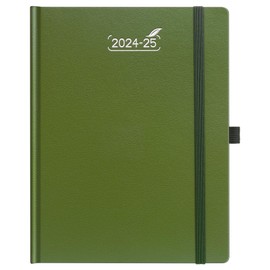 BEZEND Planner 2024-2025, Large Size 8.5" x 11" Weekly Notebook Academic Calender-120 GSM Thick Paper-12 Months (July 24 - June 25) Daily Weekly and Monthly with Tabs, Inner Pocket, Hard Cover (Olive)