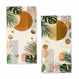 JLSTK Boho Abstract Art Bath Hand Towels Set of 2 Absorbent Plants Sun Modern Decorative Hand Towels for Bathroom Kitchen Home Spa Hotel Yoga,Bathroom Decor Accessories Gifts for Women Man 14"x28"