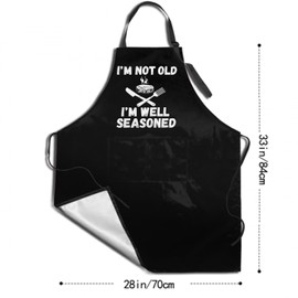 Funny Cooking Aprons for Women Men I'm Not Old I'm Well Seasoned Aprons for Cooking Kitchen Grilling 2 Pockets Grill Apron Adjustable Chef Apron Birthday Gift for Dad Mom
