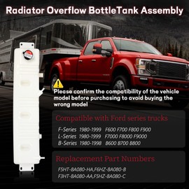 Anrain Radiator Overflow Coolant Reservoir Tank for Ford Truck F600 F700 F800 1980-1998 and B-Series Replaces F6HZ8A080B, F5HT-8A080-HA, F5HZ-8A080-C, Durable Surge Expansion Bottle