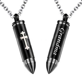 MEMORIALU Grandma Bullet Urn Necklaces for Ashes Cross Celtic Cremation Jewelry Keepsake Memorial Pendant