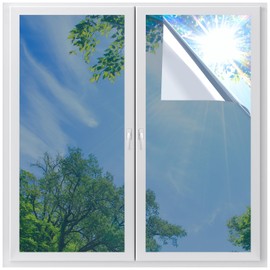 LUTE Daytime Privacy Window Tint - Sun Blocking, Anti UV, See Out Not In, Reflective Mirror Film, Silver, 17.5" x 118"