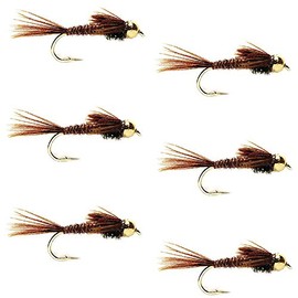 The Fly Fishing Place Tungsten Bead Head Nymph Fly Fishing Flies - Pheasant Tail Trout Fly - Nymph Wet Fly - 6 Flies Hook Size 16