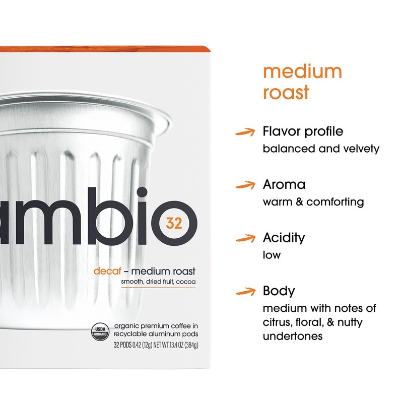 Cambio Roasters Organic Decaf Coffee Keurig KCups, Lower Acid Decaf