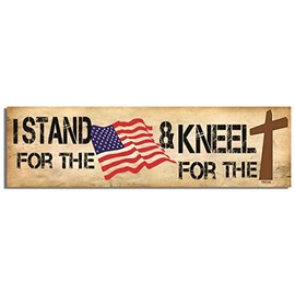 Gear Tatz - I Stand for The (Flag) and Kneel for The (Cross) New Novelty - Bumper Sticker, Car Magnet, Smaller Sticker Sets - Professionally Made in USA - Decals (9.5"x2.75" Magnetic, 10, Count)