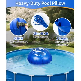 7 Ft Pool Pillows for Above Ground Pools, Totiro Heavy Duty Air Pillows Float for Closing Winter, Upgraded 0.5mm PVC Cold-Resistant Winterizing Inflated Pool Closing Kit, 49.2 Ft Rope Included