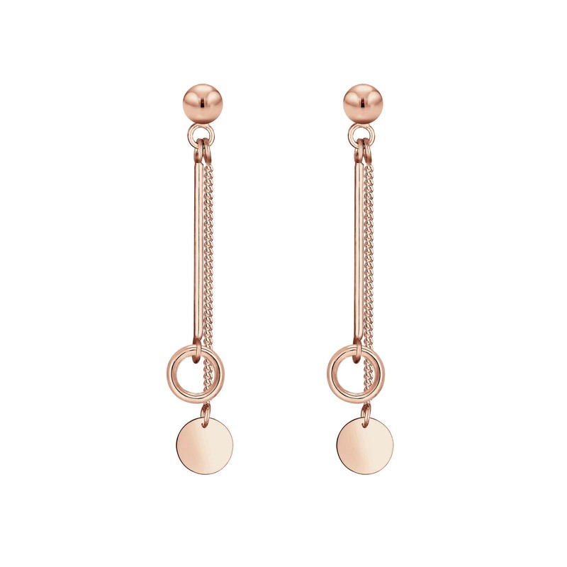 Elli Geo Basic Women's Earrings Chain Circle Bar in 925