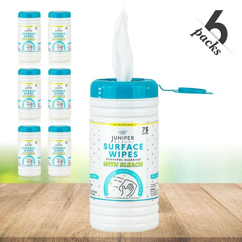 Juniper CLEAN 6 Pack Surface Cleaning Wipes with Bleach, All-Purpose