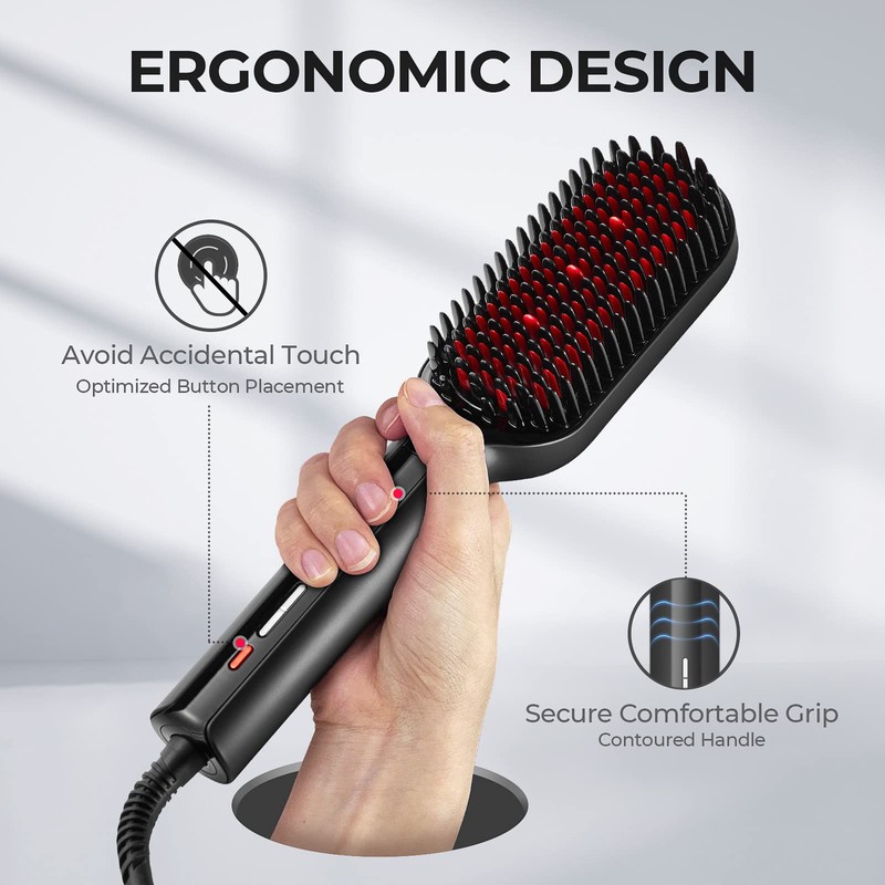 TYMO Hair Straightener Brush - Upgraded Ionic Plus Straightening Brush