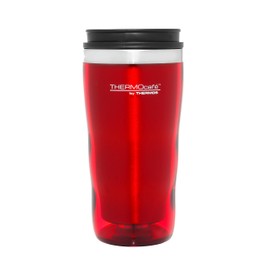 THERMOcafe by Thermos Double Wall Stainless Steel Inner, Plastic Outer Travel Tumbler, 470ml, Red, THM2RAUS