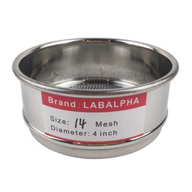 LABALPHA 14 Mesh Lab Sieves, Test Sieve #14 Mesh, 4'' Diameter, 304 Stainless Steel Wire Cloth (1.43mm)