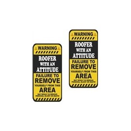 Yellow Dog 2-5" Roofer with an Attitude Hard Hat Sticker ws2