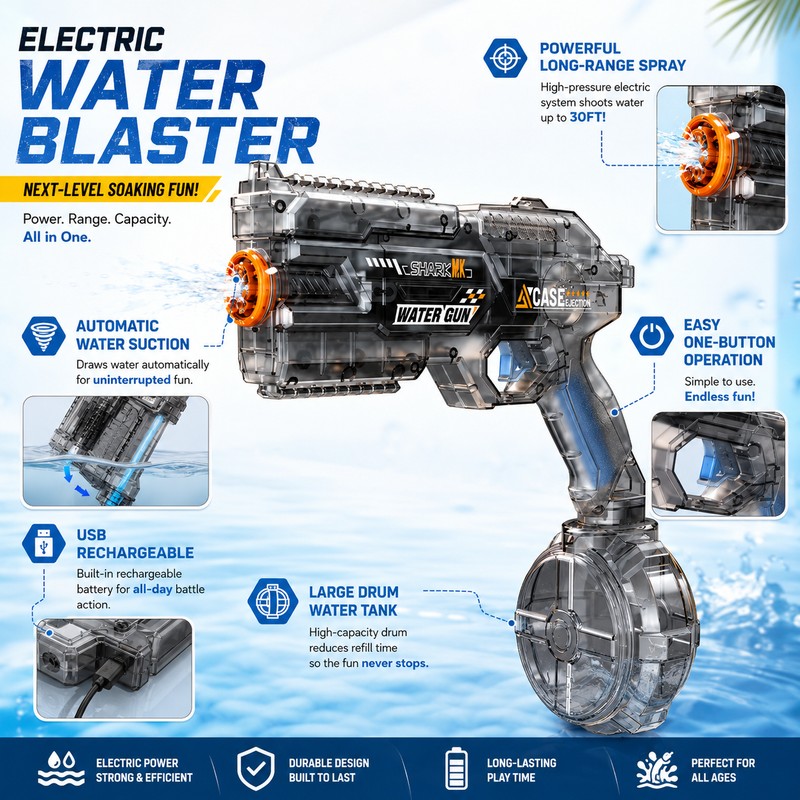 Electric Water Gun for Summer Outdoor Play – Automatic Water