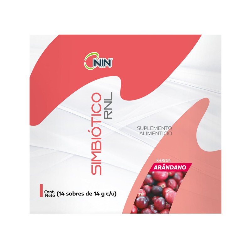 Simbiótico NIN, Arandano, 196 g (14 sobres de 14 g